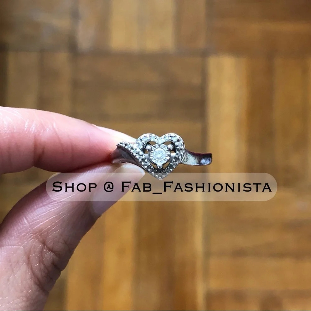 Diamond Heart Promise Ring in Sterling Silver size 6 1/10 CT. T.W.
